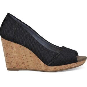 Toms chambray peeptoe wedge “Michelle” sandals